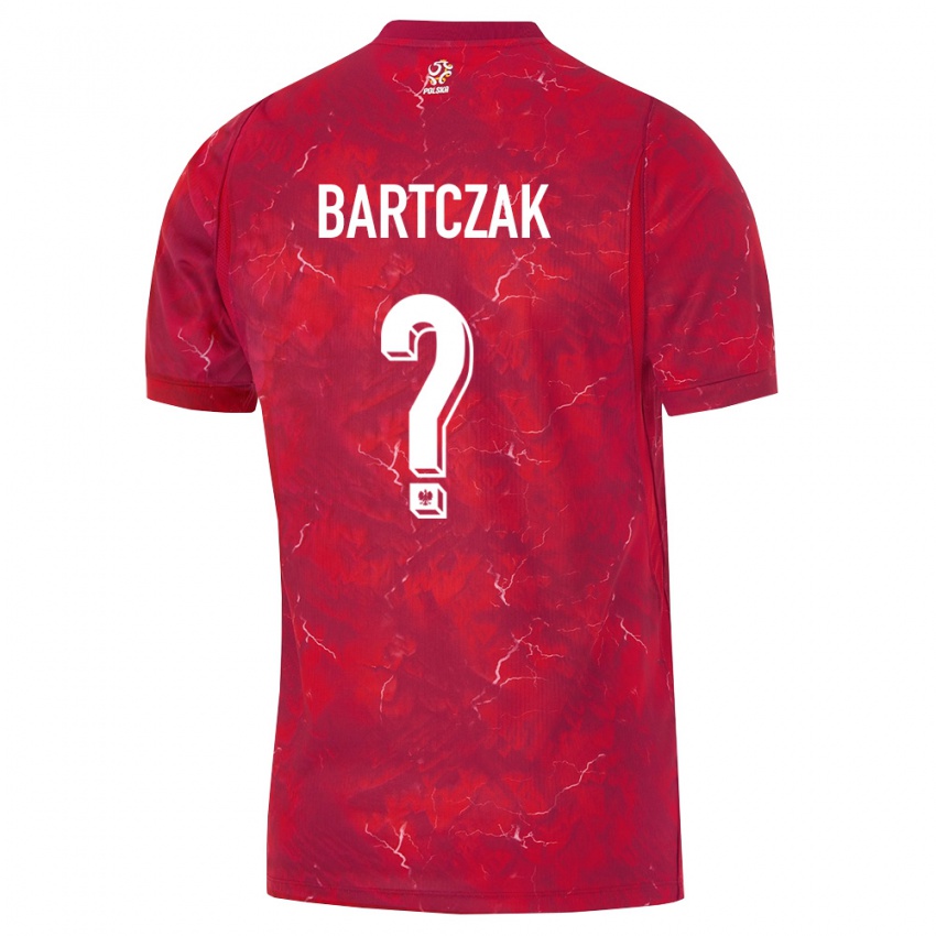 נשים פולין Piotr Bartczak #0 אדום לבן הרחק ג'רזי 26-28 חולצה קצרה