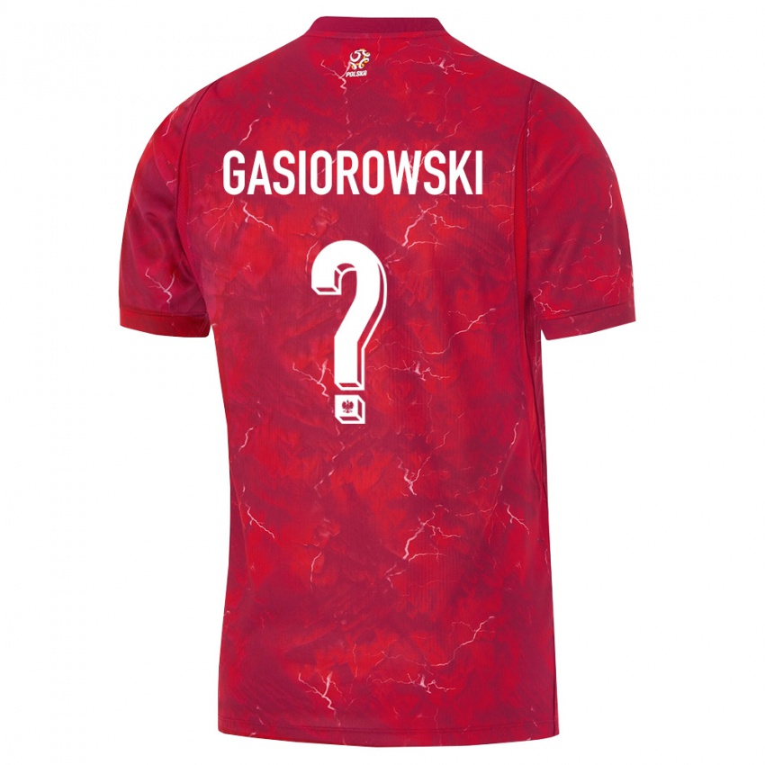 נשים פולין Marko Gasiorowski #0 אדום לבן הרחק ג'רזי 26-28 חולצה קצרה