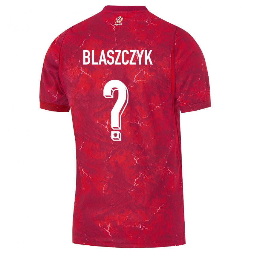 נשים פולין Filip Blaszczyk #0 אדום לבן הרחק ג'רזי 26-28 חולצה קצרה