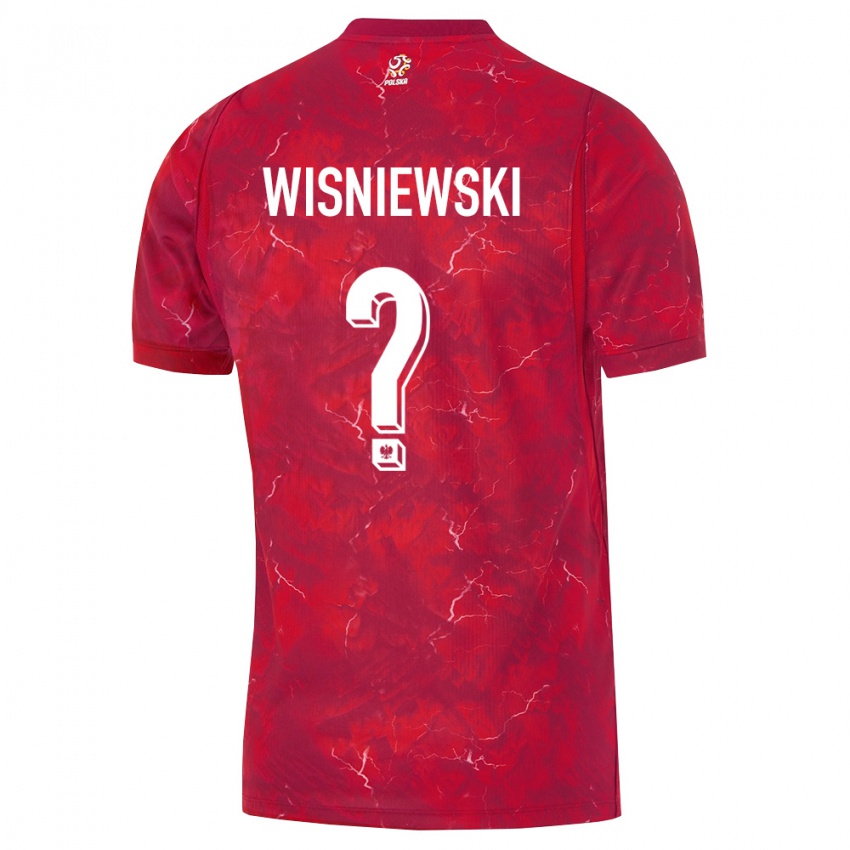 נשים פולין Jakub Wisniewski #0 אדום לבן הרחק ג'רזי 26-28 חולצה קצרה