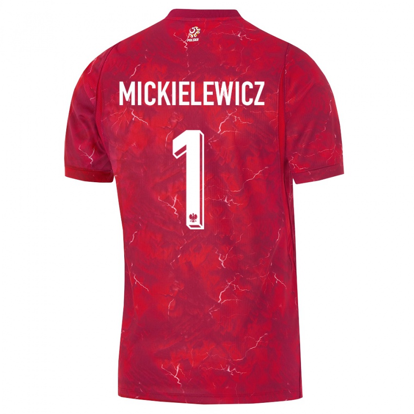 נשים פולין אלכסנדר מיקילביץ' #1 אדום לבן הרחק ג'רזי 26-28 חולצה קצרה