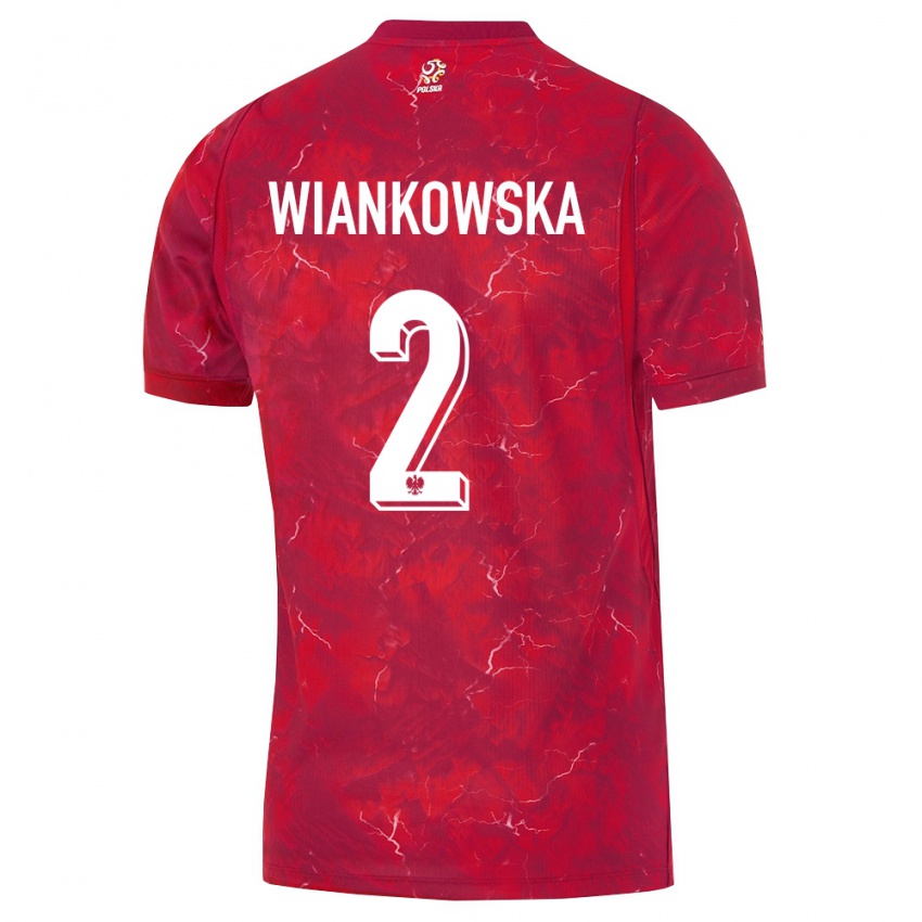 נשים פולין מרטינה ויאנקובסקה #2 אדום לבן הרחק ג'רזי 26-28 חולצה קצרה