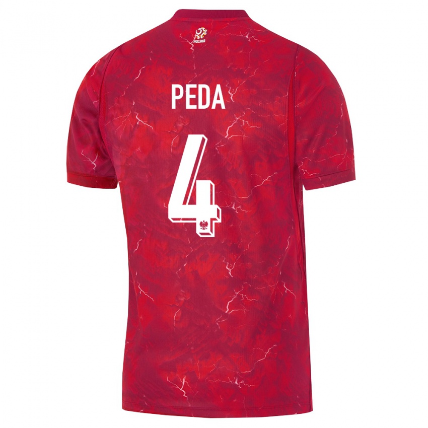 נשים פולין פטריק פדה #4 אדום לבן הרחק ג'רזי 26-28 חולצה קצרה