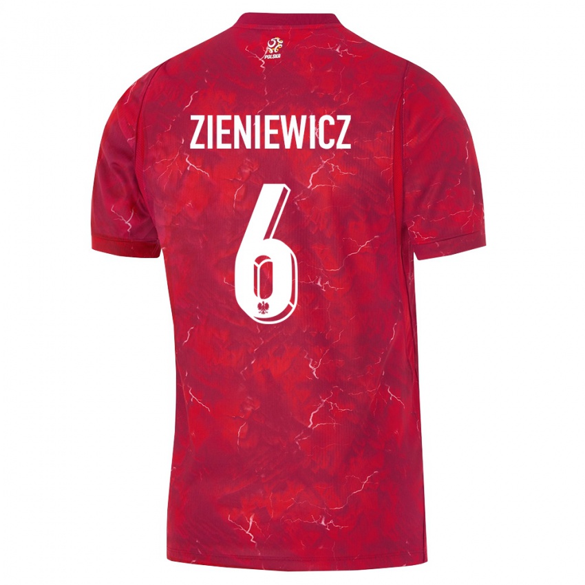 נשים פולין ויקטוריה זינייביץ' #6 אדום לבן הרחק ג'רזי 26-28 חולצה קצרה