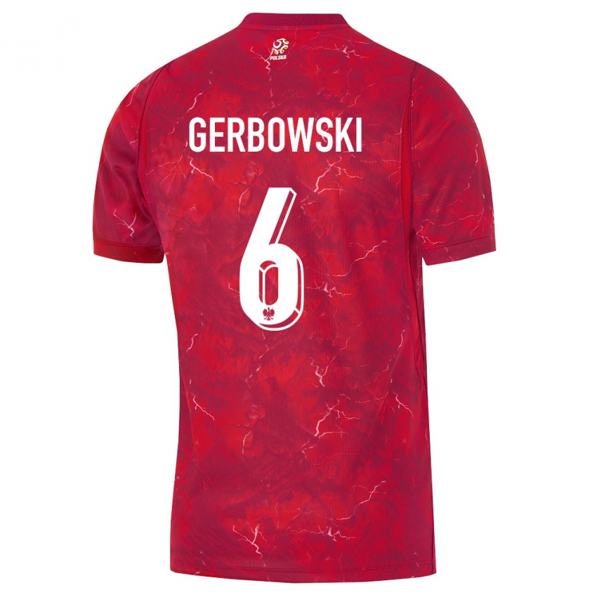 נשים פולין Fryderyk Gerbowski #6 אדום לבן הרחק ג'רזי 26-28 חולצה קצרה