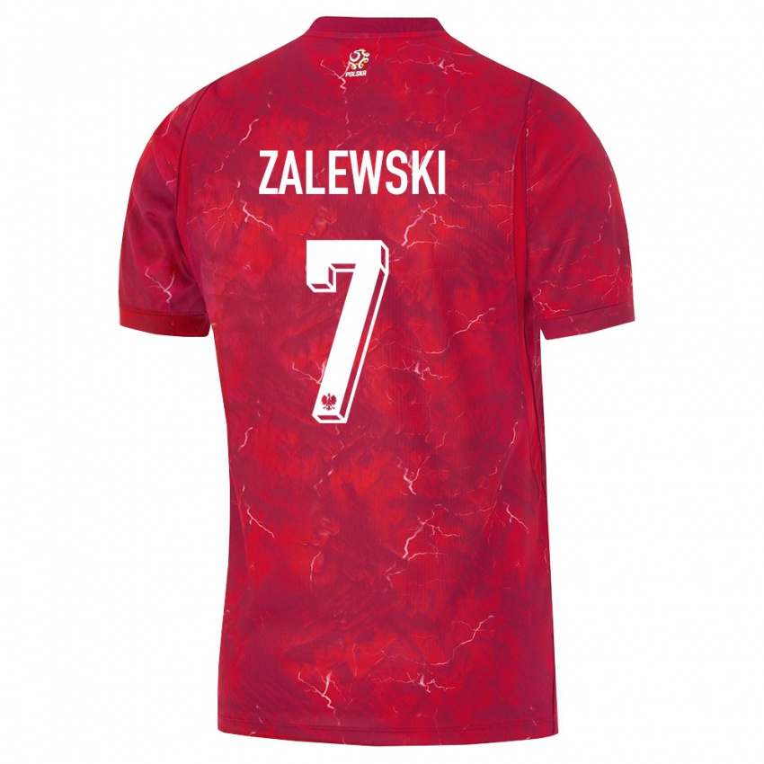 נשים פולין Zachary Zalewski #7 אדום לבן הרחק ג'רזי 26-28 חולצה קצרה