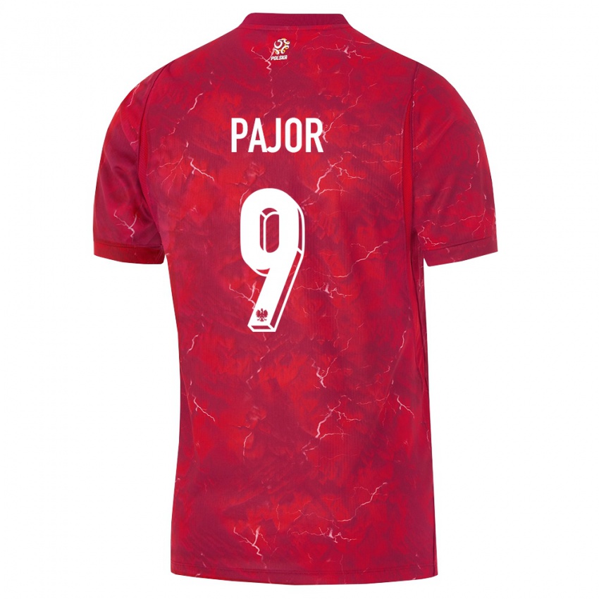 נשים פולין אווה פייור #9 אדום לבן הרחק ג'רזי 26-28 חולצה קצרה