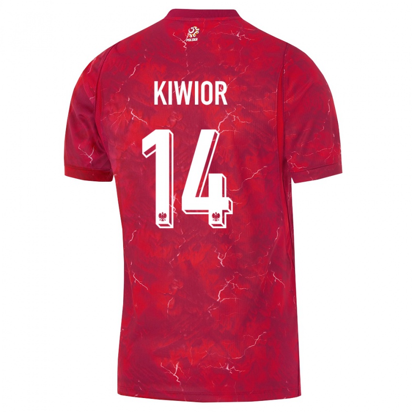 נשים פולין ג׳אקוב קיוויאר #14 אדום לבן הרחק ג'רזי 26-28 חולצה קצרה