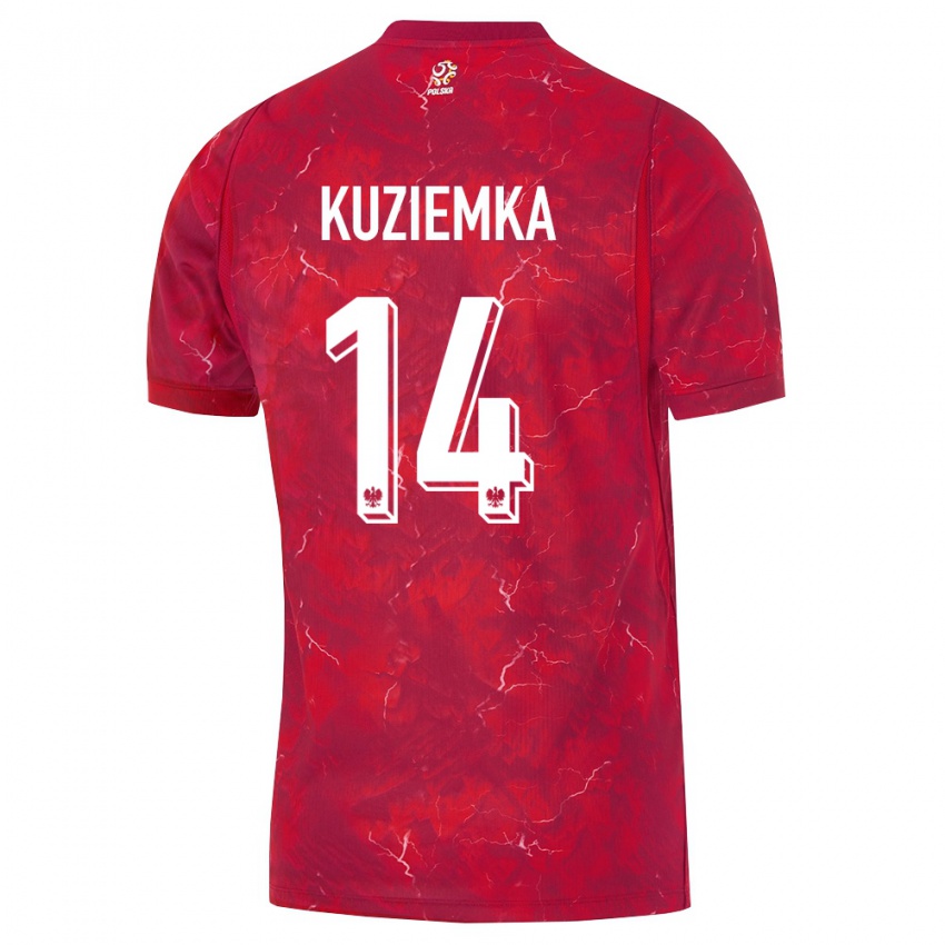 נשים פולין מצ׳אי קוזיימקה #14 אדום לבן הרחק ג'רזי 26-28 חולצה קצרה