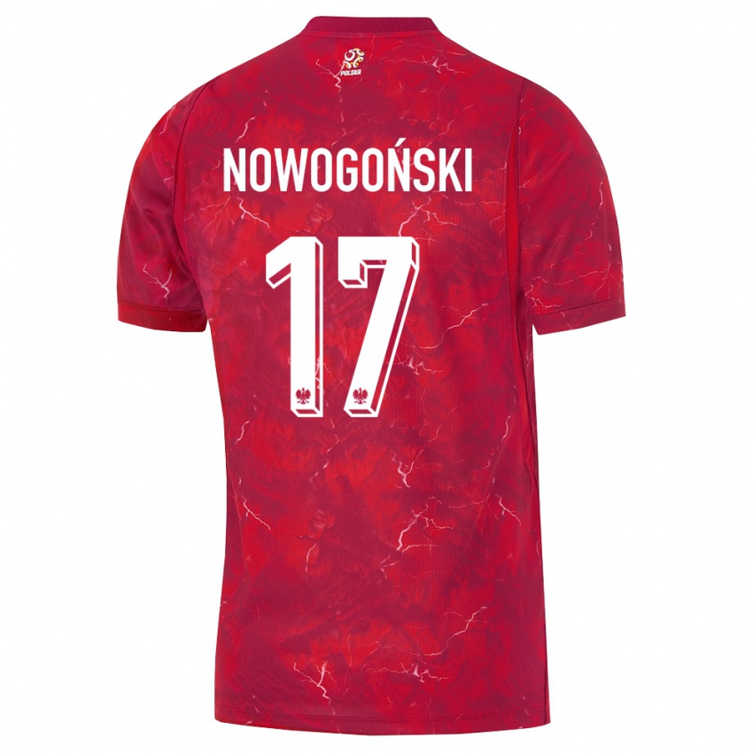 נשים פולין Kamil Nowogoński #17 אדום לבן הרחק ג'רזי 26-28 חולצה קצרה