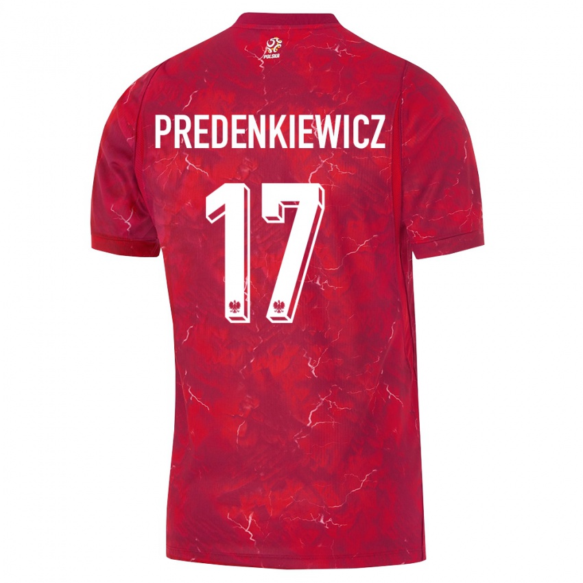 נשים פולין מרסל פרדנקביץ׳ #17 אדום לבן הרחק ג'רזי 26-28 חולצה קצרה