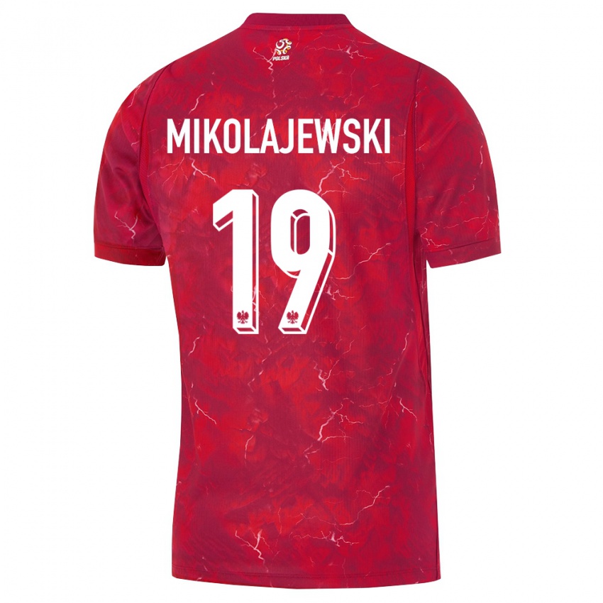 נשים פולין דניאל מיקולייבסקי #19 אדום לבן הרחק ג'רזי 26-28 חולצה קצרה