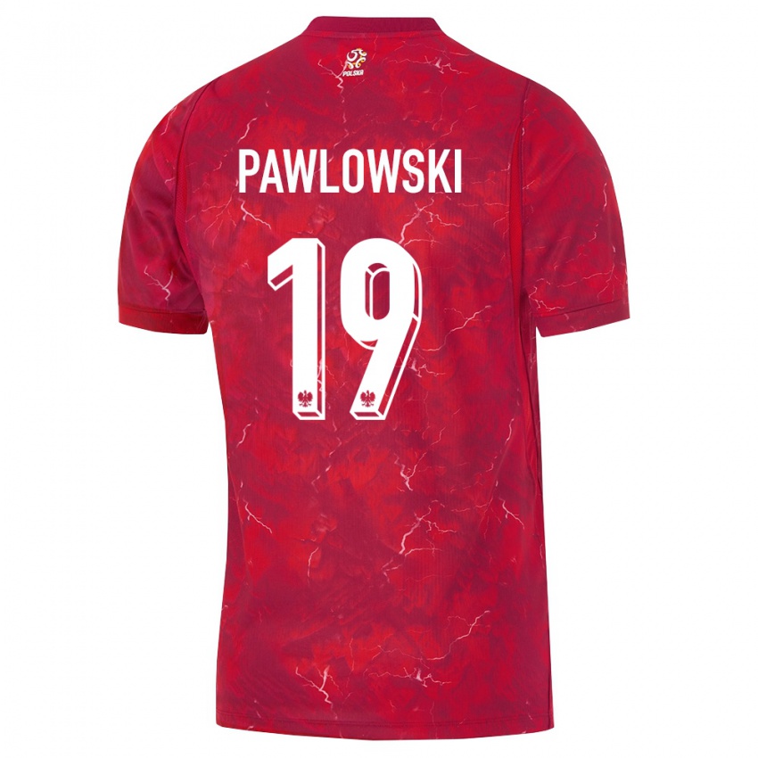 נשים פולין Max Pawlowski #19 אדום לבן הרחק ג'רזי 26-28 חולצה קצרה