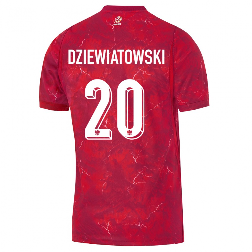 נשים פולין מטאוש דזיביאטובסקי #20 אדום לבן הרחק ג'רזי 26-28 חולצה קצרה