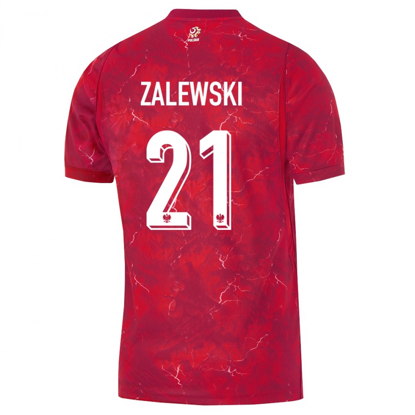 נשים פולין ניקולה זלבסקי #21 אדום לבן הרחק ג'רזי 26-28 חולצה קצרה