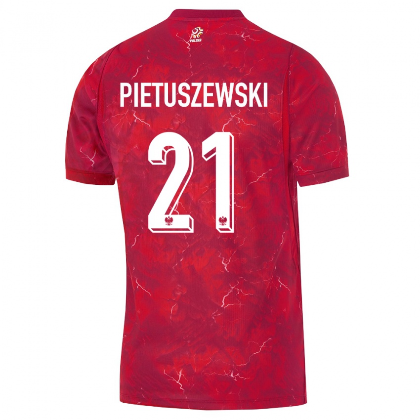 נשים פולין אוסקר פיטושבסקי #21 אדום לבן הרחק ג'רזי 26-28 חולצה קצרה