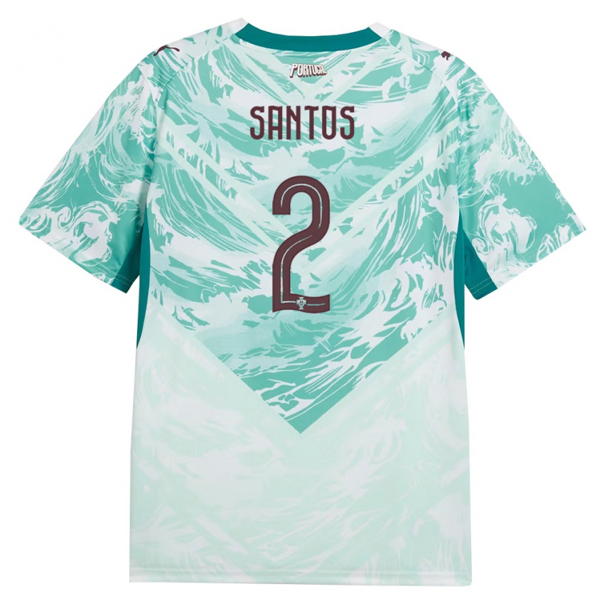נשים פורטוגל Leandro Santos #2 כחול שמיים לבן ירוק הרחק ג'רזי 26-28 חולצה קצרה