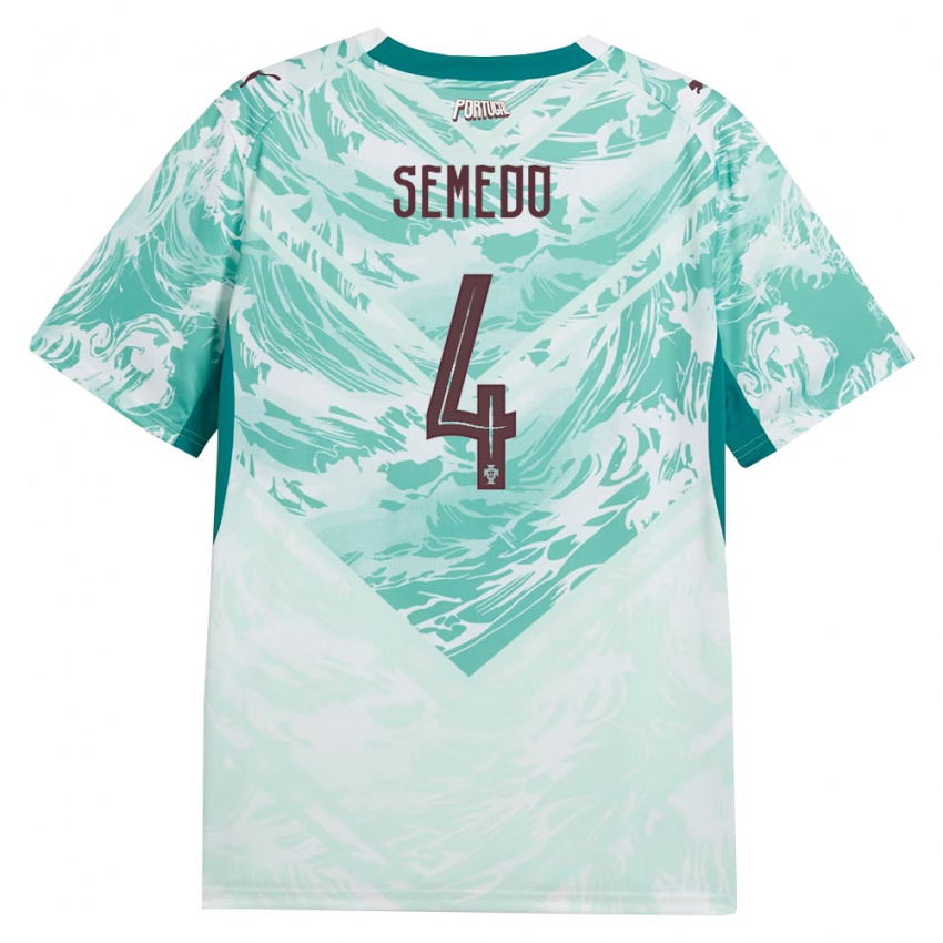 נשים פורטוגל Benjamim Semedo #4 כחול שמיים לבן ירוק הרחק ג'רזי 26-28 חולצה קצרה