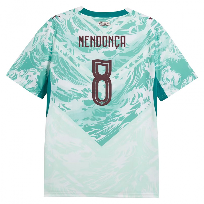 נשים פורטוגל Laurindo Mendonça #8 כחול שמיים לבן ירוק הרחק ג'רזי 26-28 חולצה קצרה