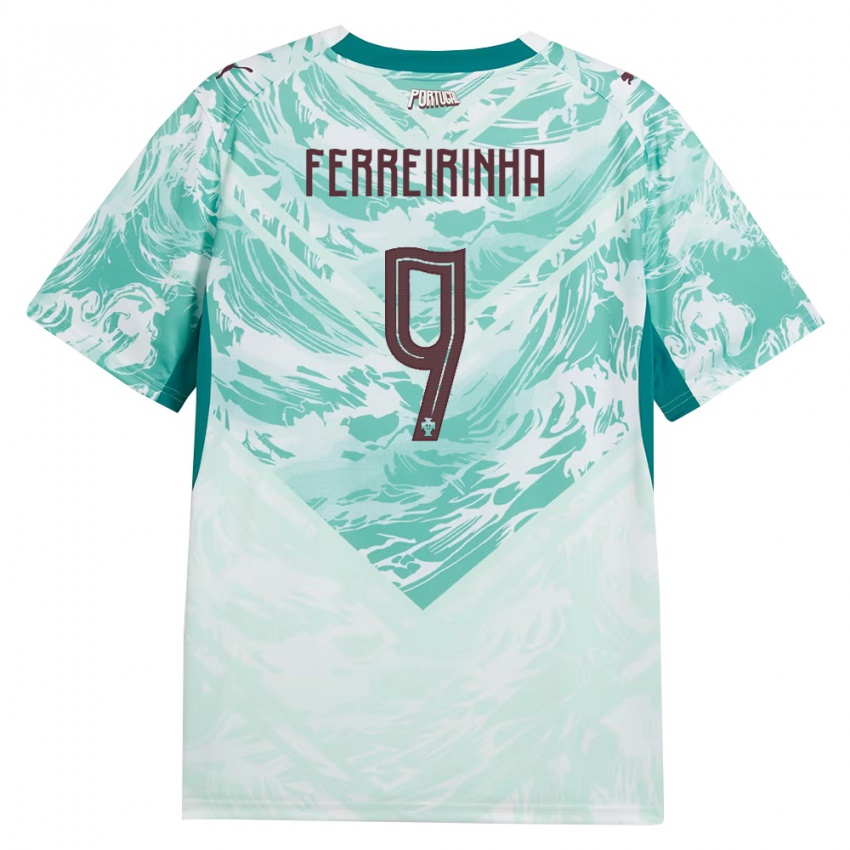 נשים פורטוגל Afonso Ferreirinha #9 כחול שמיים לבן ירוק הרחק ג'רזי 26-28 חולצה קצרה