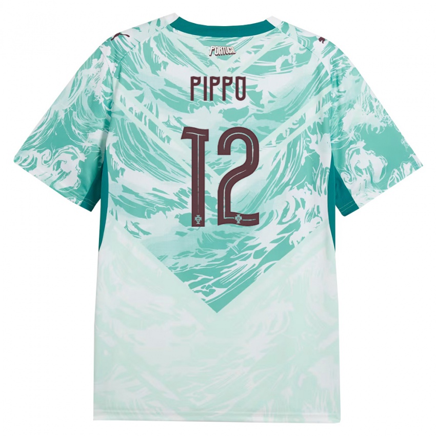 נשים פורטוגל Pippo #12 כחול שמיים לבן ירוק הרחק ג'רזי 26-28 חולצה קצרה