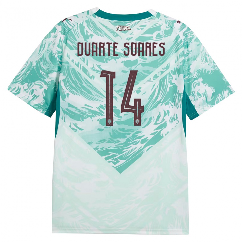 נשים פורטוגל Duarte Soares #14 כחול שמיים לבן ירוק הרחק ג'רזי 26-28 חולצה קצרה