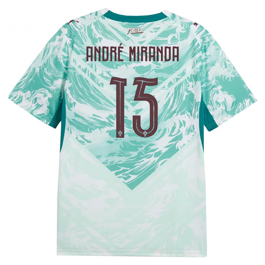 נשים פורטוגל André Miranda #15 כחול שמיים לבן ירוק הרחק ג'רזי 26-28 חולצה קצרה