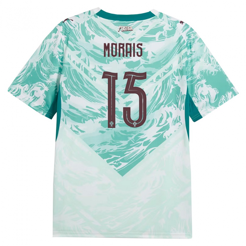 נשים פורטוגל Rodrigo Morais #15 כחול שמיים לבן ירוק הרחק ג'רזי 26-28 חולצה קצרה
