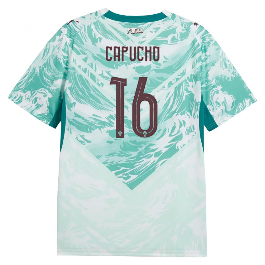 נשים פורטוגל João Capucho #16 כחול שמיים לבן ירוק הרחק ג'רזי 26-28 חולצה קצרה