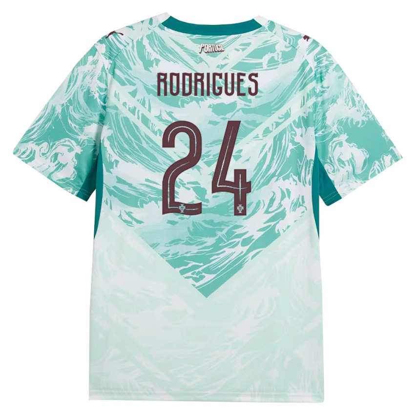 נשים פורטוגל David Rodrigues #24 כחול שמיים לבן ירוק הרחק ג'רזי 26-28 חולצה קצרה