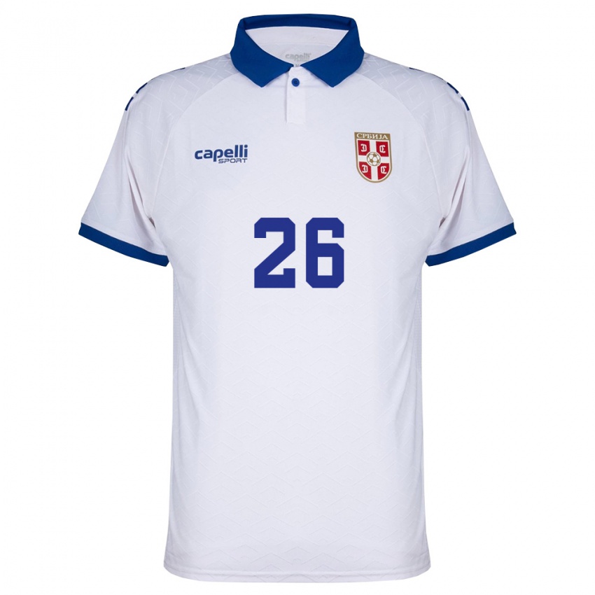 נשים סרביה ואניה דרגוייביץ׳ #26 כהה לבן אדום הרחק ג'רזי 26-28 חולצה קצרה