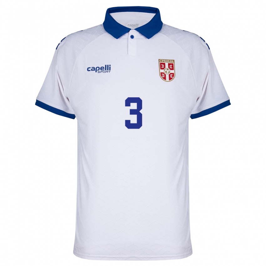 נשים סרביה Milos Tabacki #3 כהה לבן אדום הרחק ג'רזי 26-28 חולצה קצרה