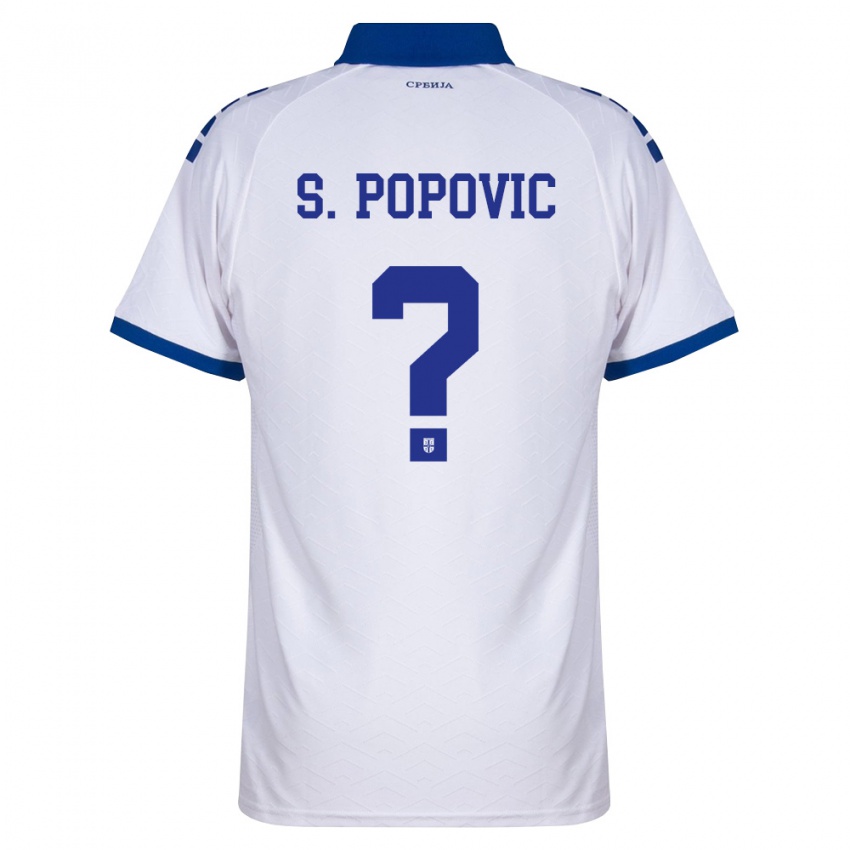 נשים סרביה Strahinja Popovic #0 כהה לבן אדום הרחק ג'רזי 26-28 חולצה קצרה