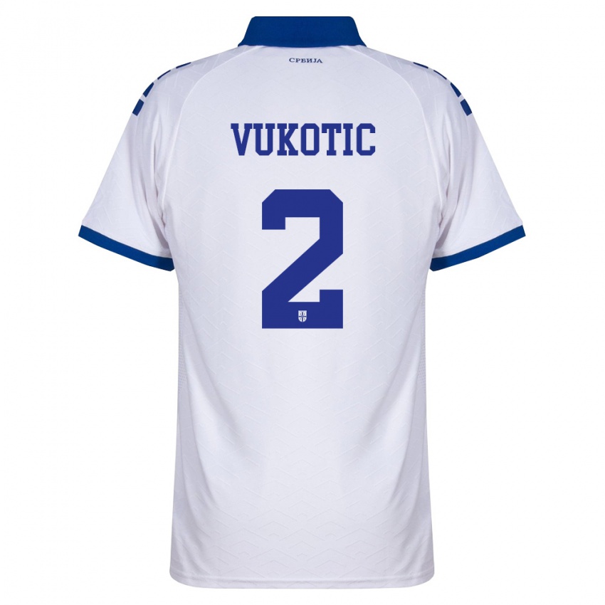 נשים סרביה Vuk Vukotic #2 כהה לבן אדום הרחק ג'רזי 26-28 חולצה קצרה