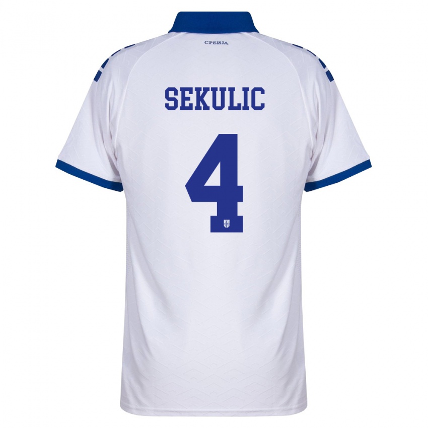 נשים סרביה Jug Sekulic #4 כהה לבן אדום הרחק ג'רזי 26-28 חולצה קצרה