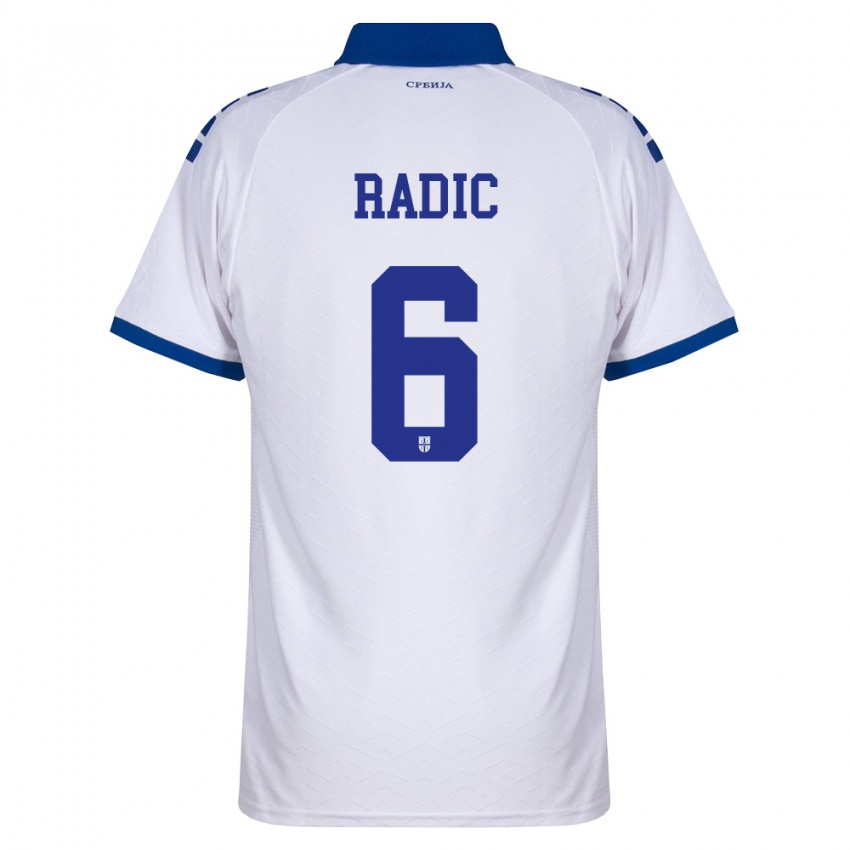 נשים סרביה Mihailo Radic #6 כהה לבן אדום הרחק ג'רזי 26-28 חולצה קצרה