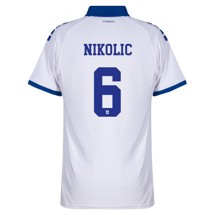 נשים סרביה לזאר ניקוליץ' #6 כהה לבן אדום הרחק ג'רזי 26-28 חולצה קצרה