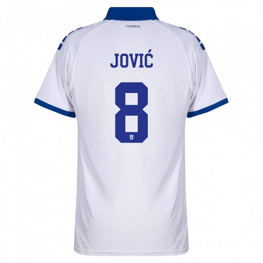 נשים סרביה לוקה יוביץ' #8 כהה לבן אדום הרחק ג'רזי 26-28 חולצה קצרה