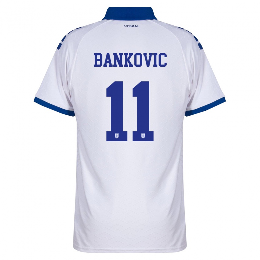 נשים סרביה Mihajlo Bankovic #11 כהה לבן אדום הרחק ג'רזי 26-28 חולצה קצרה