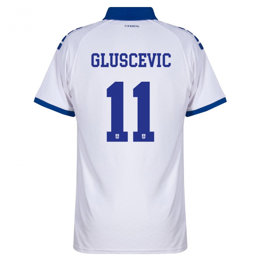 נשים סרביה מטיה גלושצ'ביץ' #11 כהה לבן אדום הרחק ג'רזי 26-28 חולצה קצרה