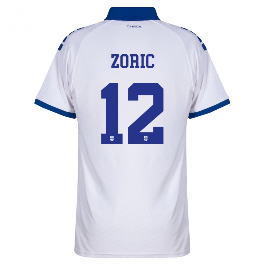 נשים סרביה Nemanja Zoric #12 כהה לבן אדום הרחק ג'רזי 26-28 חולצה קצרה