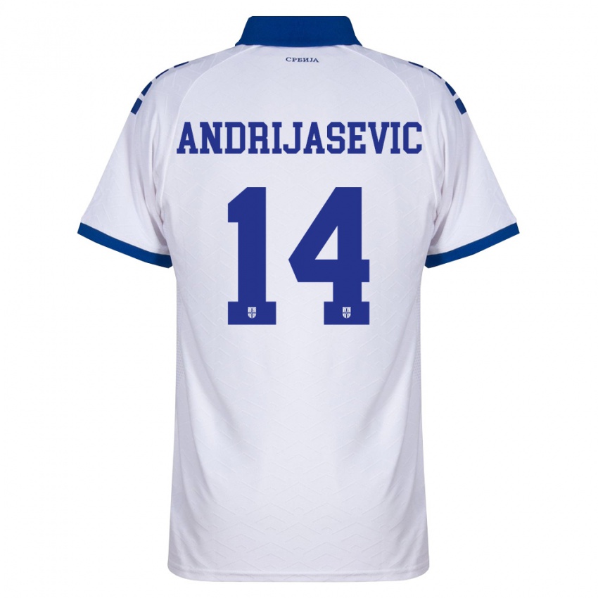 נשים סרביה Luka Andrijasevic #14 כהה לבן אדום הרחק ג'רזי 26-28 חולצה קצרה