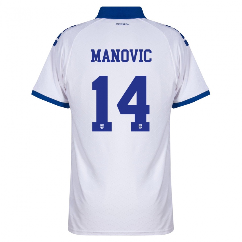 נשים סרביה Sergej Manovic #14 כהה לבן אדום הרחק ג'רזי 26-28 חולצה קצרה