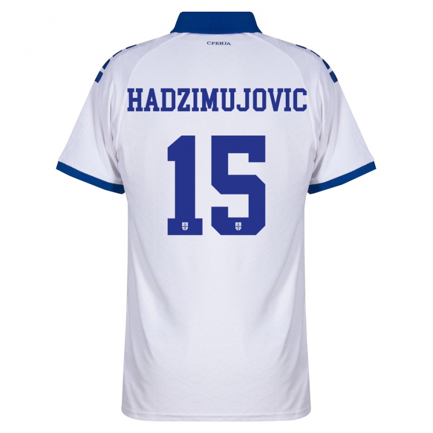 נשים סרביה Ahmed Hadzimujovic #15 כהה לבן אדום הרחק ג'רזי 26-28 חולצה קצרה