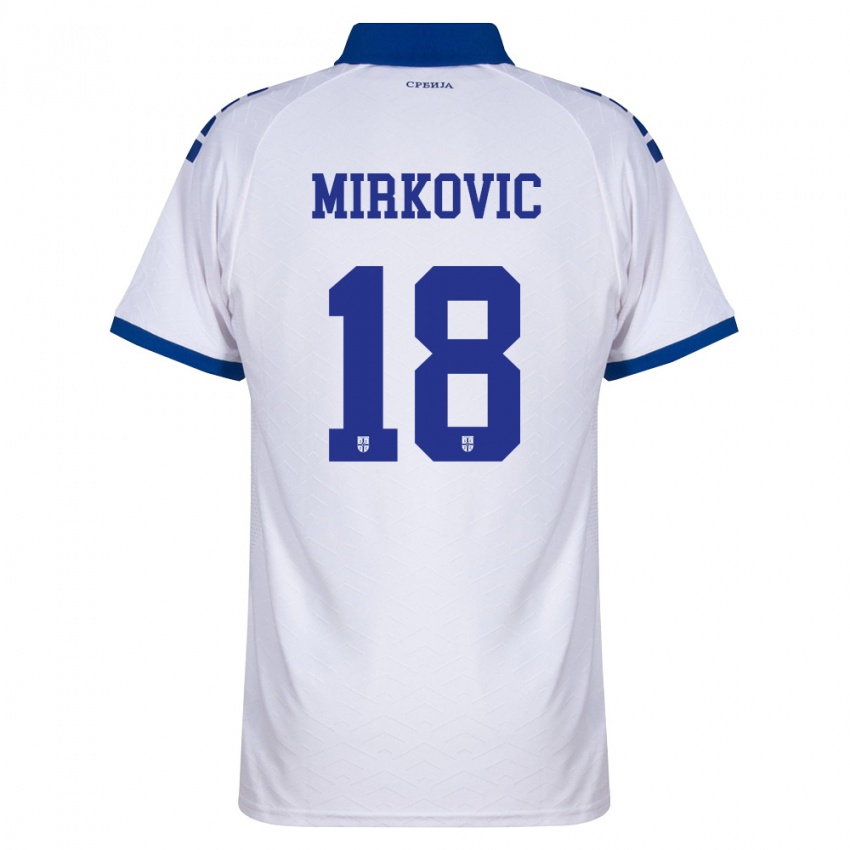 נשים סרביה Vukasin Mirkovic #18 כהה לבן אדום הרחק ג'רזי 26-28 חולצה קצרה