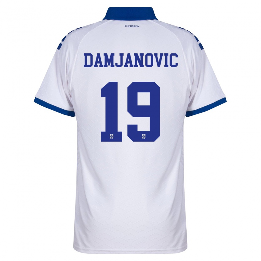 נשים סרביה Aleksa Damjanovic #19 כהה לבן אדום הרחק ג'רזי 26-28 חולצה קצרה