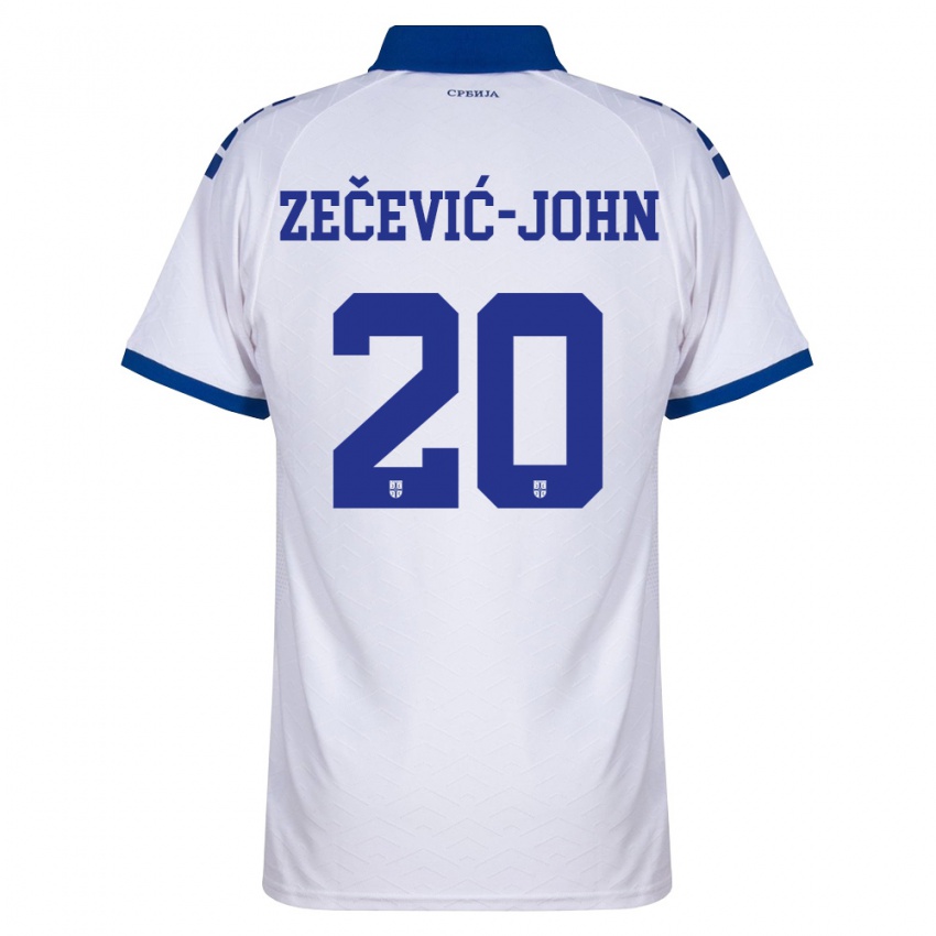 נשים סרביה Louis Zečević-John #20 כהה לבן אדום הרחק ג'רזי 26-28 חולצה קצרה