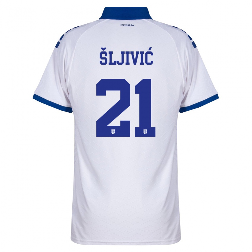 נשים סרביה יובאן אלייביץ' #21 כהה לבן אדום הרחק ג'רזי 26-28 חולצה קצרה