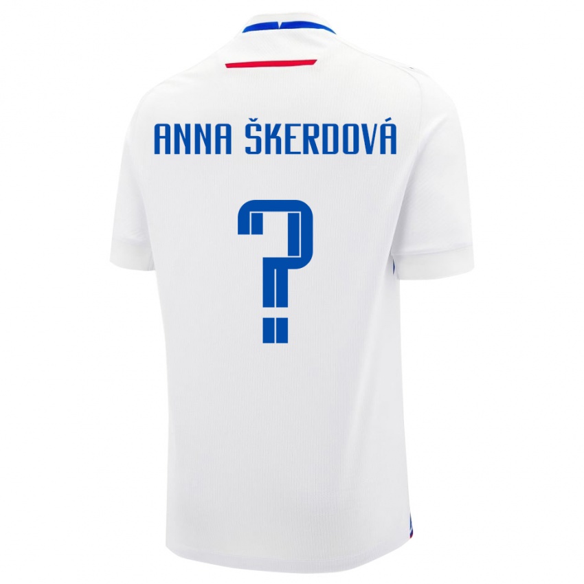 נשים סלובקיה Sofia Anna Škerdová #0 לבן כחול הרחק ג'רזי 26-28 חולצה קצרה