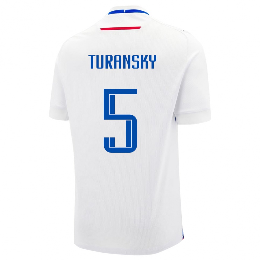 נשים סלובקיה Martin Turansky #5 לבן כחול הרחק ג'רזי 26-28 חולצה קצרה